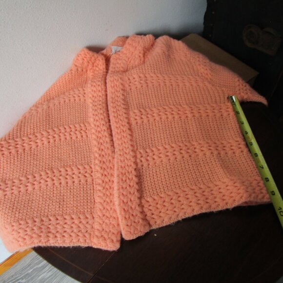 Pumpkin peach tone sweater, short cardigan, 1960s Merriweather Orlon and Acrylic - Picture 9 of 13